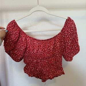 Red Floral Women's Top
